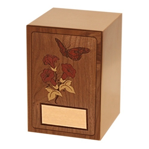 Butterfly Oak Wood Urn